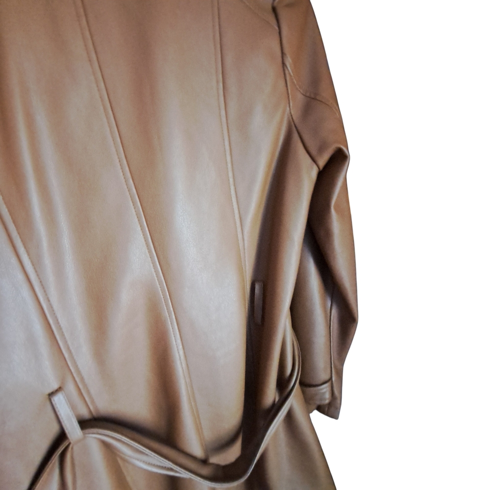 Kenneth Cole Brown Women's New York Belted Button Up Medium Jacket - Picture 6 of 9